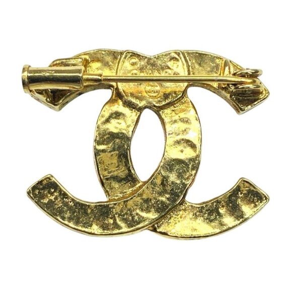 Authentic CHANEL CC Vintage Gold Pin Brooch Rhinestone Crystal - Picture 2 of 4